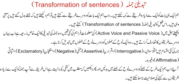 Trasformation of sentences 1