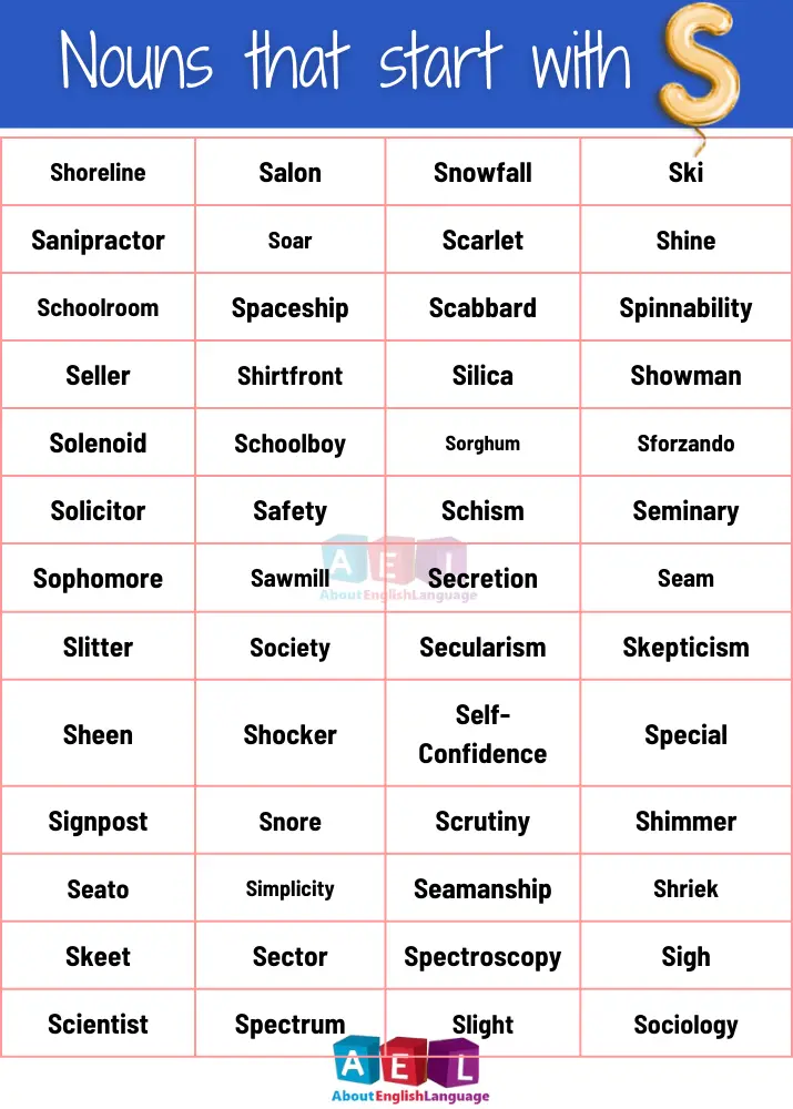 Nouns that start with S