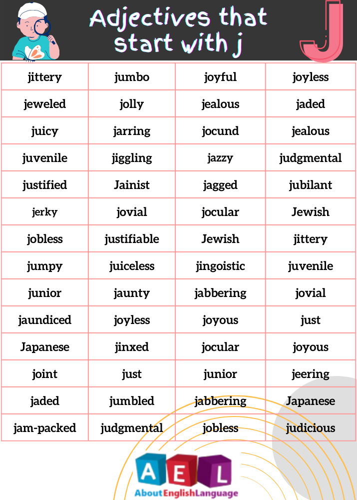 Adjectives that start with J
